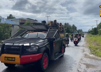 Personel Kompi 3 Batalyon Pelopor Ikut Patroli Gabungan Peringati HUT Ke-80 TNI di Bula
